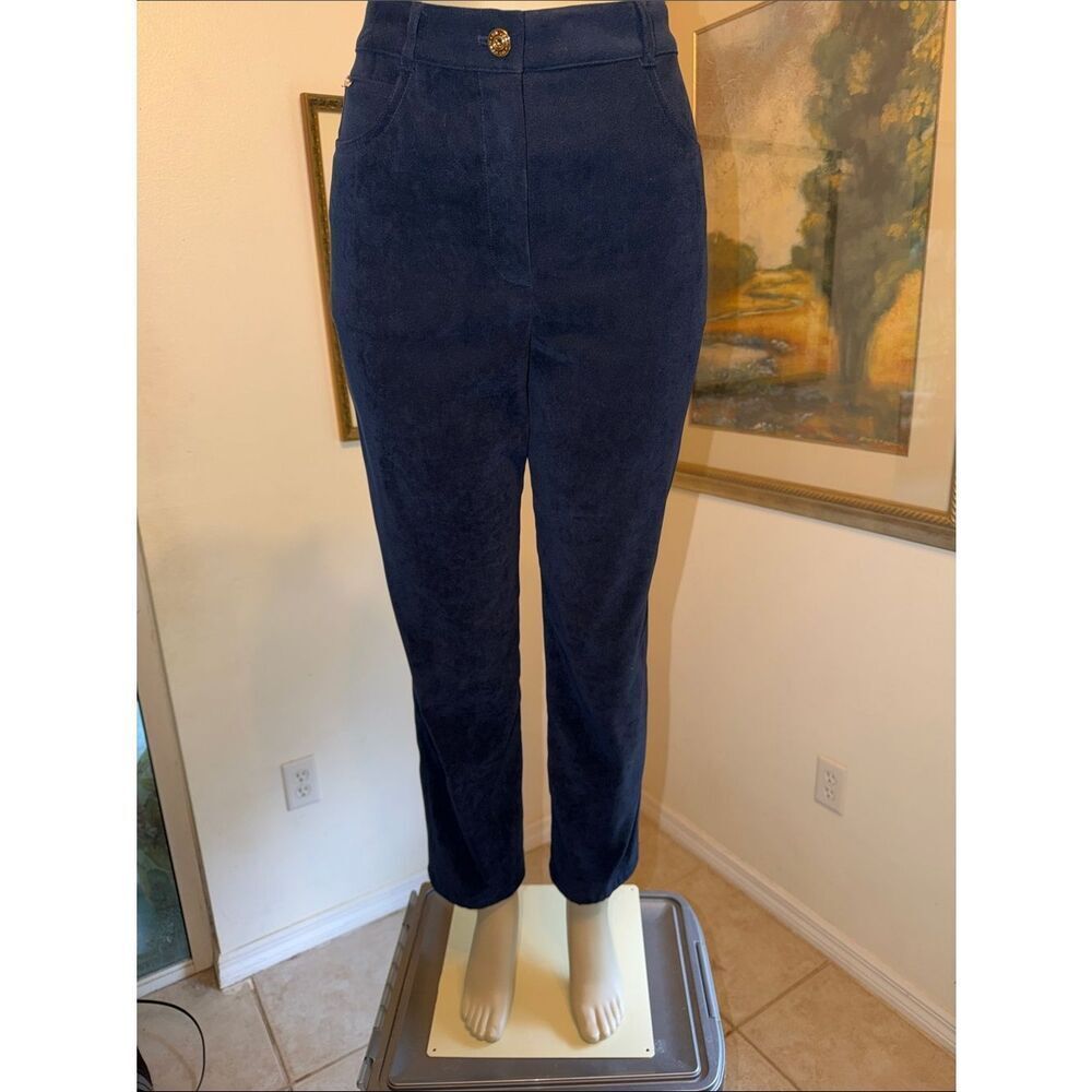 St. John Sport Pants Navy Blue Straight Leg  w/Gold Accents Size 6